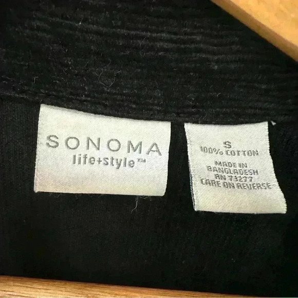 Sonoma Black Corduroy Full Zip Jacket Ladies size Small Double Breast pockets - Picture 6 of 7